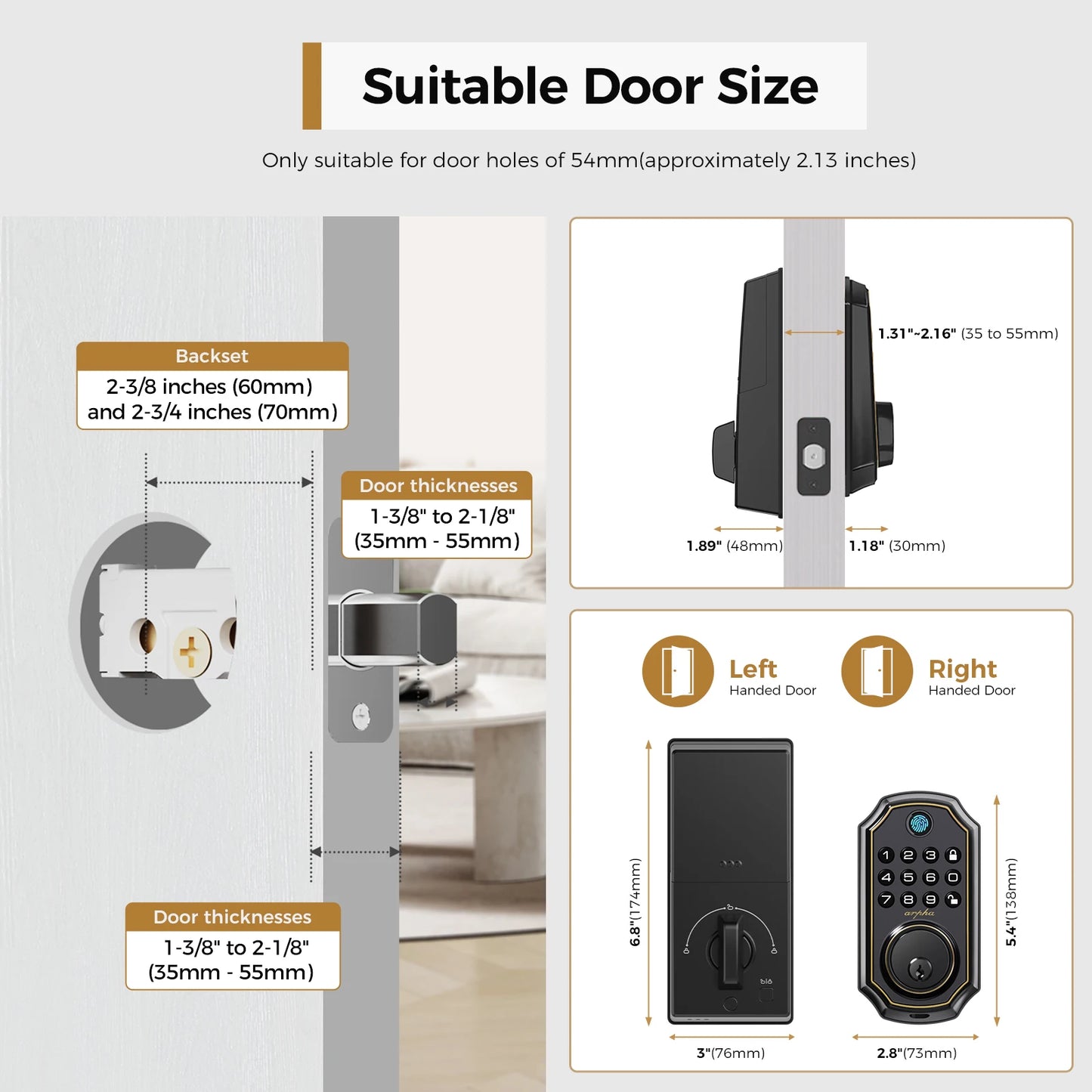 Arpha 5 In 1 Smart Fingerprint Door Lock