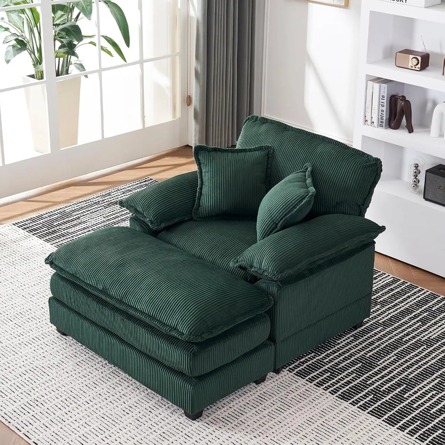 Oversized Velvet Chaise Lounge Chair with Ottoman