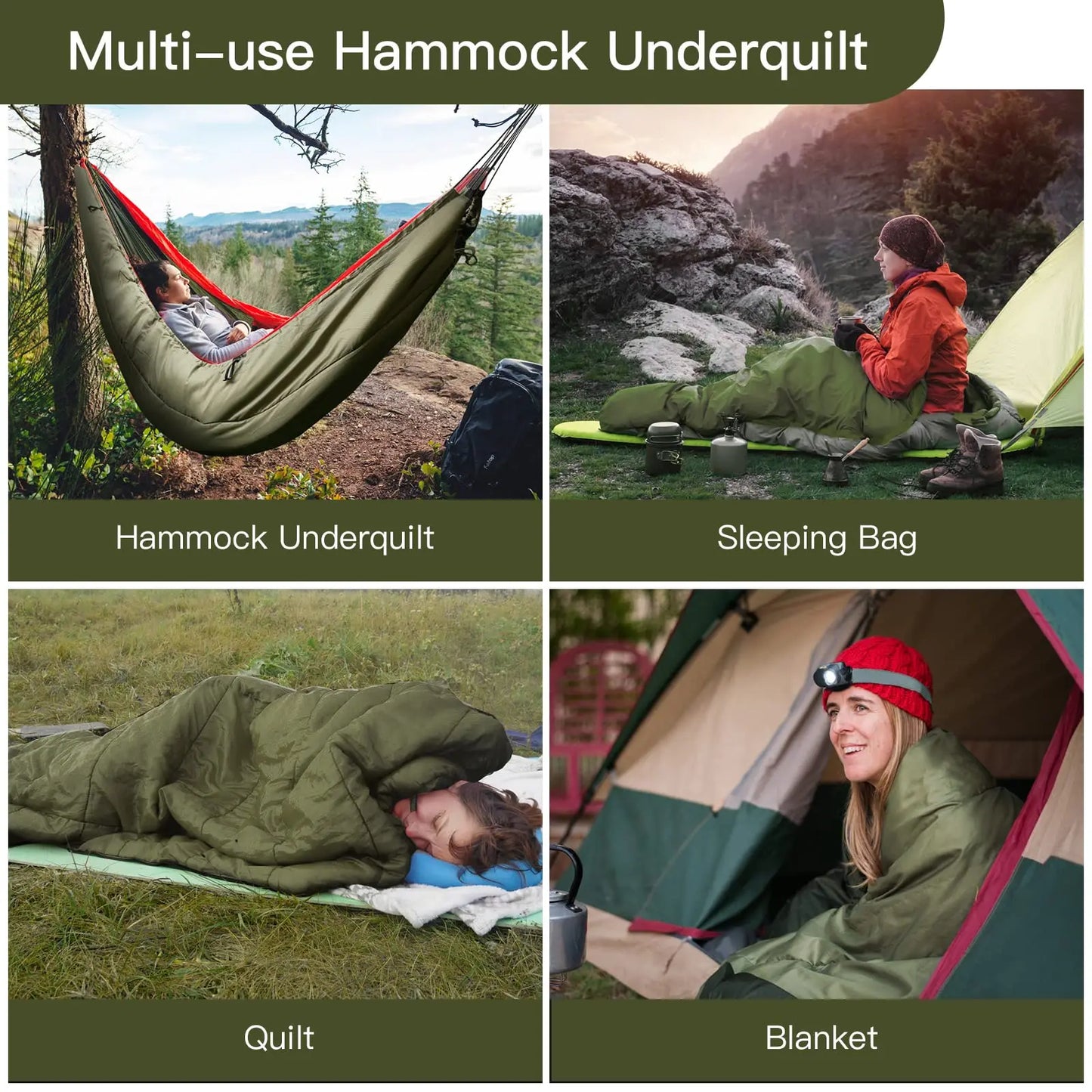 Underquilt Hammock Sleeping Bag 4 Seasons Insulated Lightweight