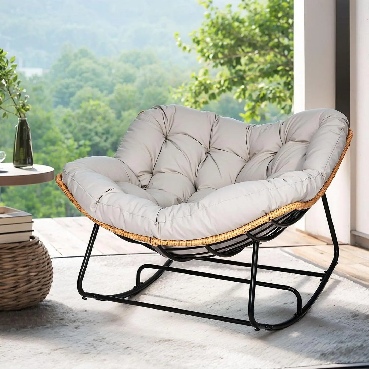 Egg Outdoor Rocking Chair Papasan Lounge Rocker