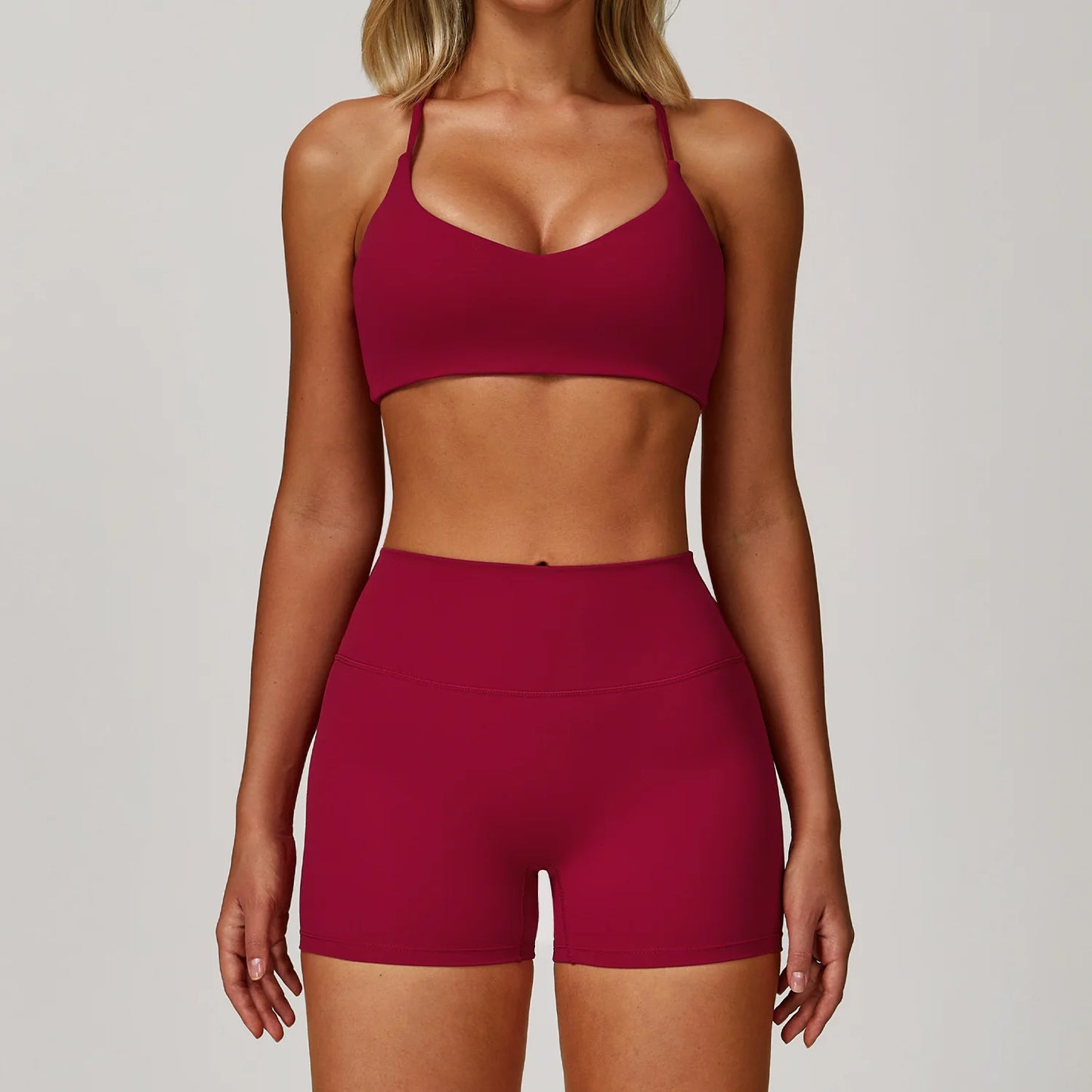 Women Gym Set Yoga Bra Jacket High Waist Leggings Shorts