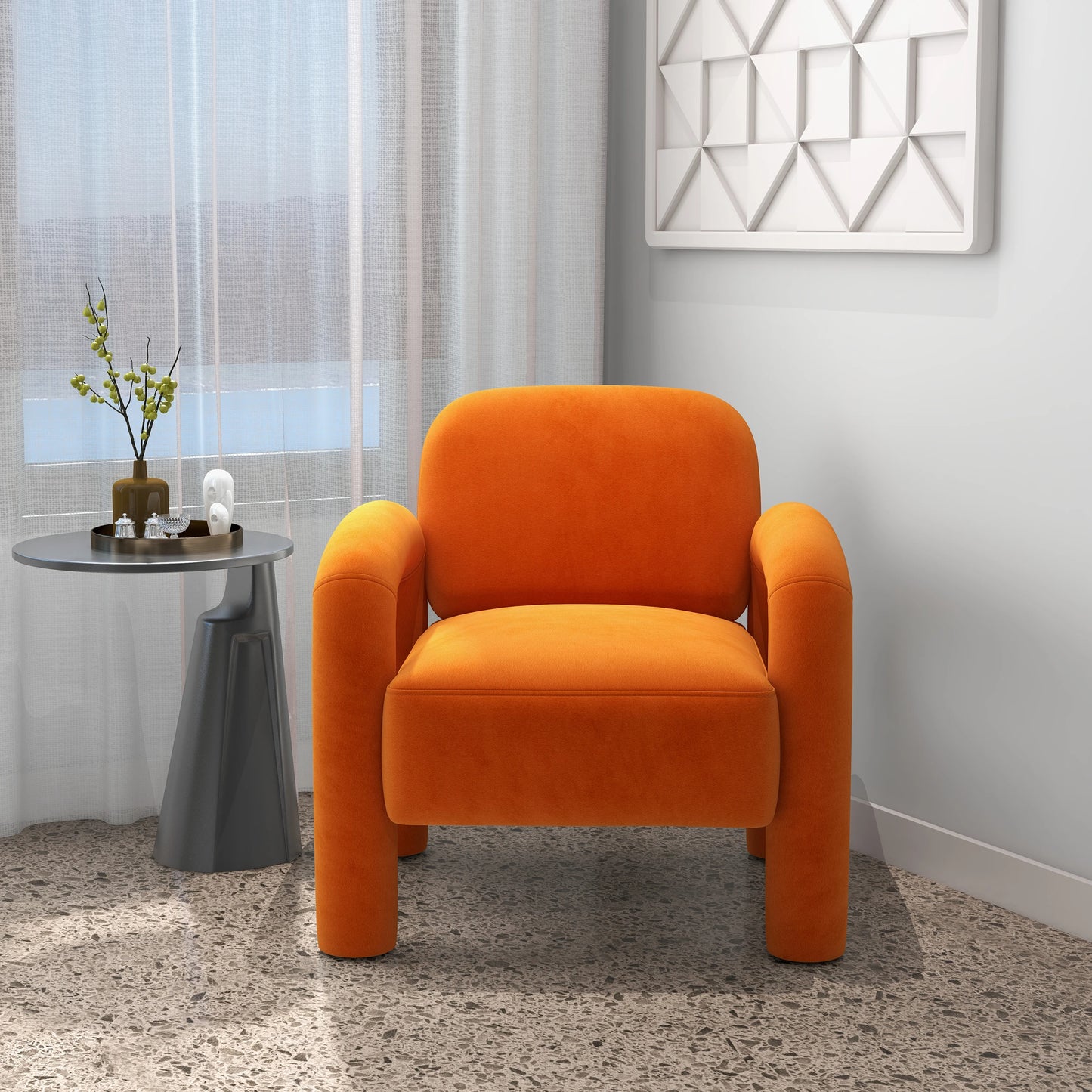 Mid-Century Velvet Upholstered Accent Chair for Living Room