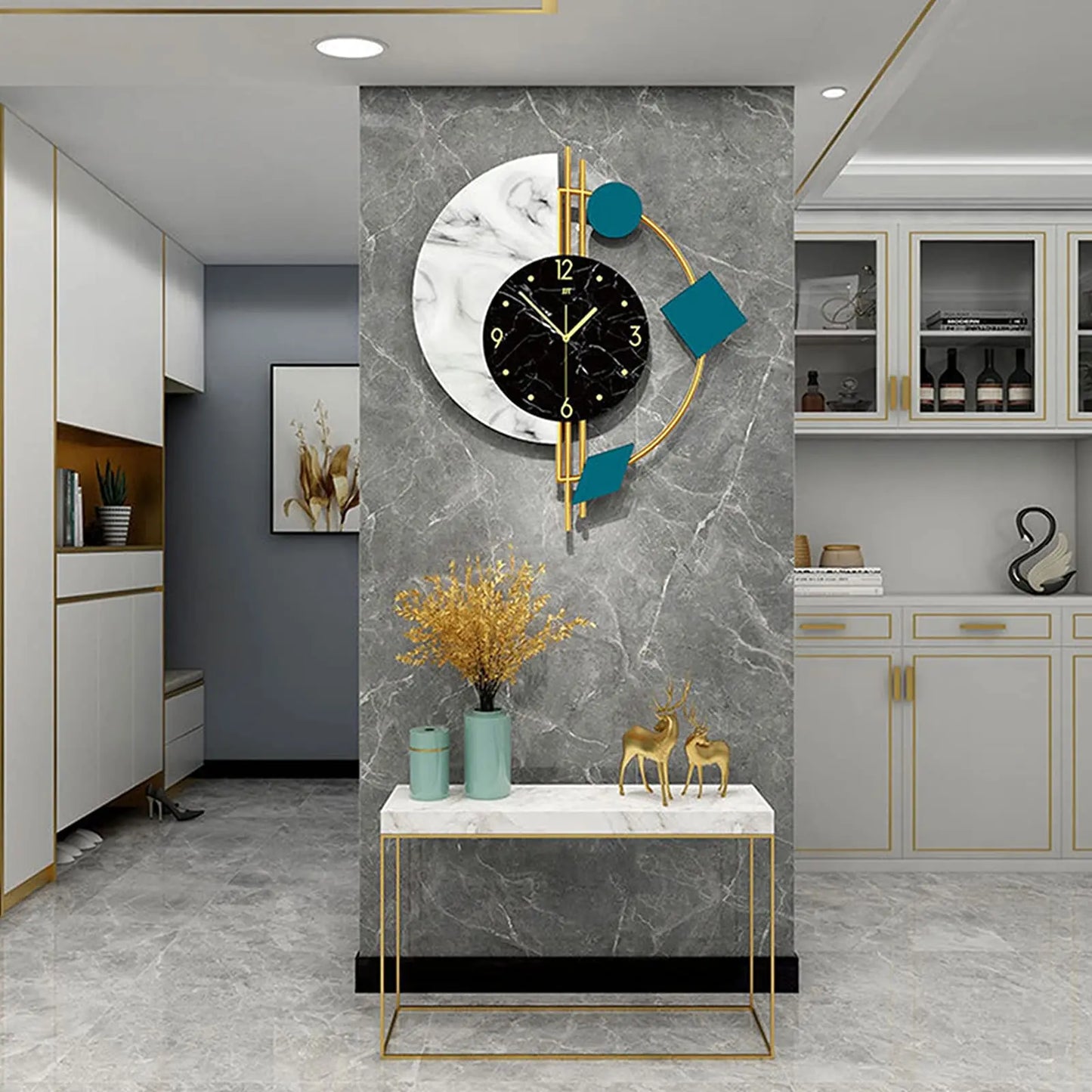 Marble Wall Clock Nordic Silent Battery Operated