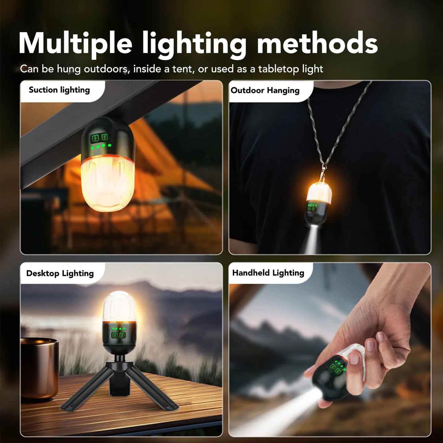 Camping Lamp Tripod Multifunction Flashlight Portable Tent Light