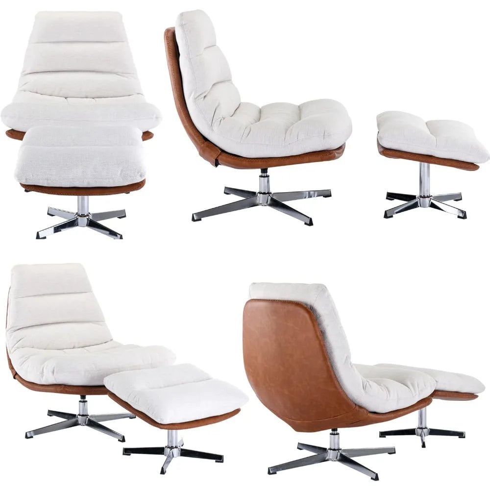 RBXC Modern Swivel Accent Chair With Ottoman Set