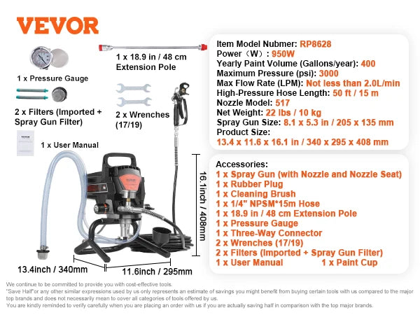 SucceBuy Airless Paint Sprayer 750W 3000 PSI