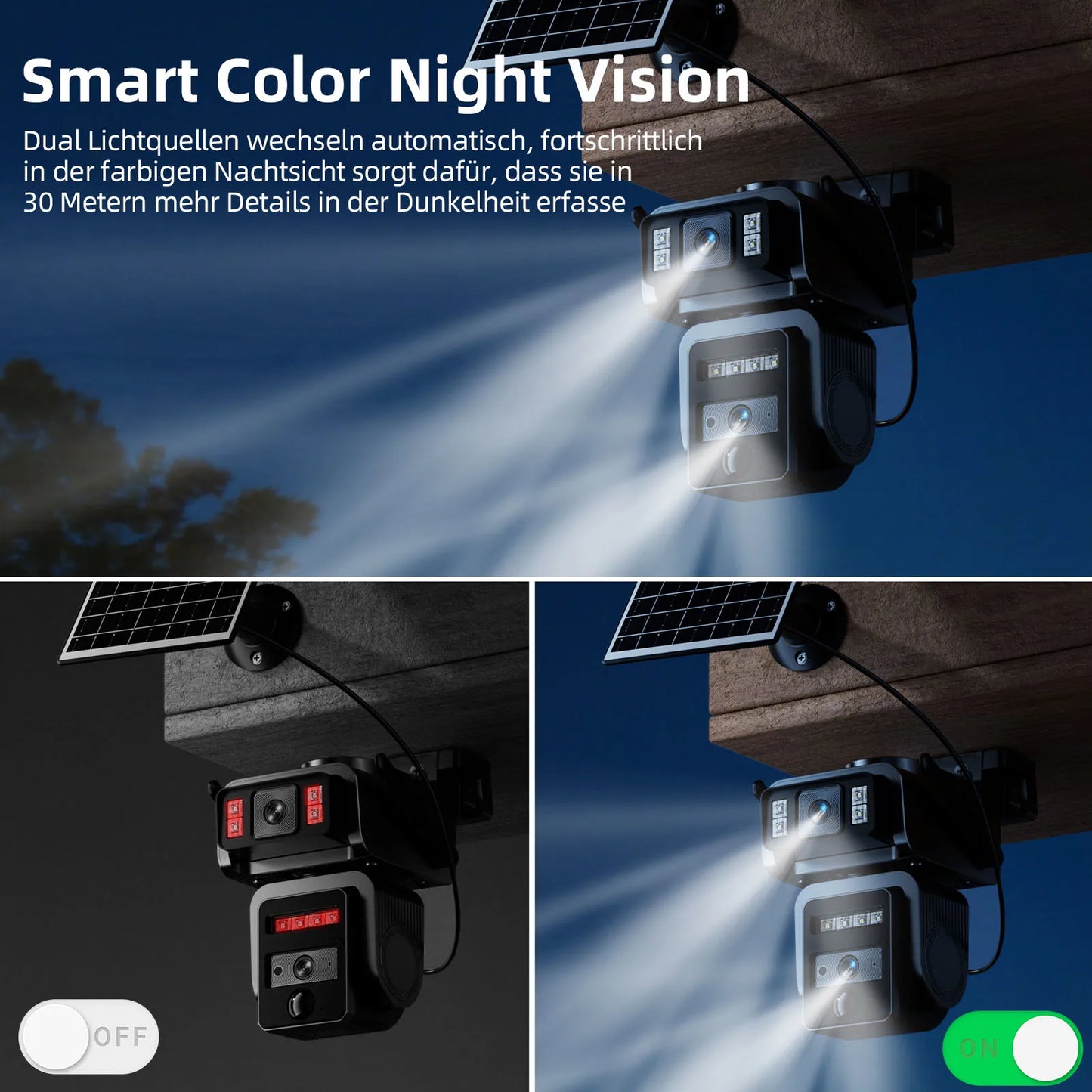 GatoCam Dual Lens Solar WiFi Outdoor Security Surveillance Camera