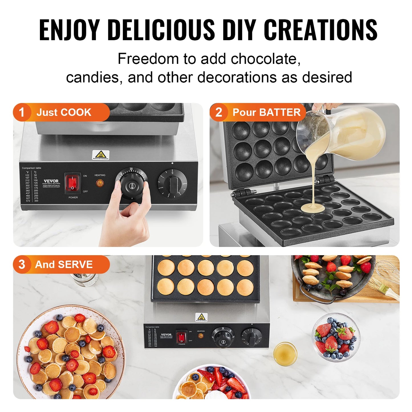 VEVOR SucceBuy Electric Waffle Maker 500W Nonstick 25Pcs