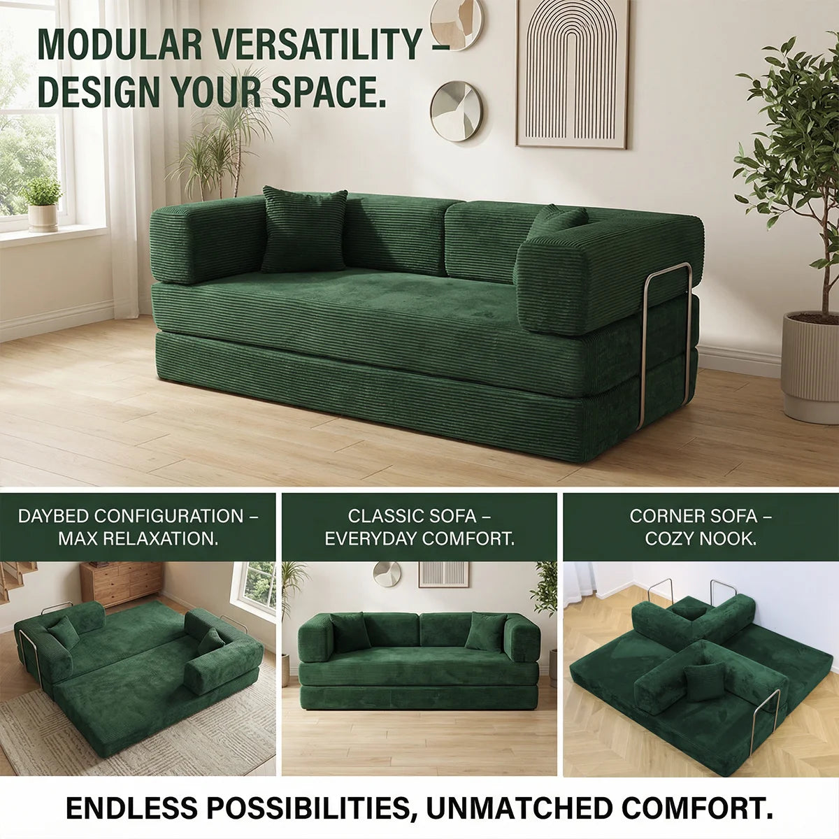 Futon Sofa Bed 4 In 1 Folding Corduroy Sleeper Loveseat Living Room