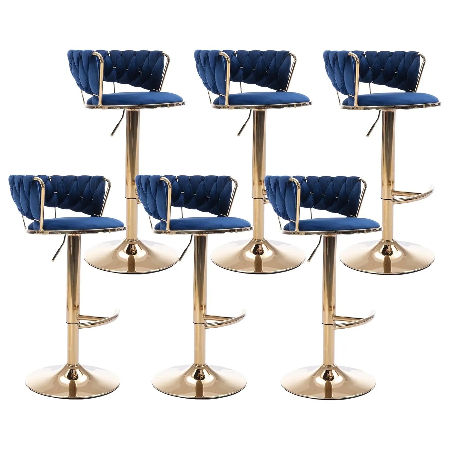 Velvet Bar Stools Set Of 6 Adjustable Swivel