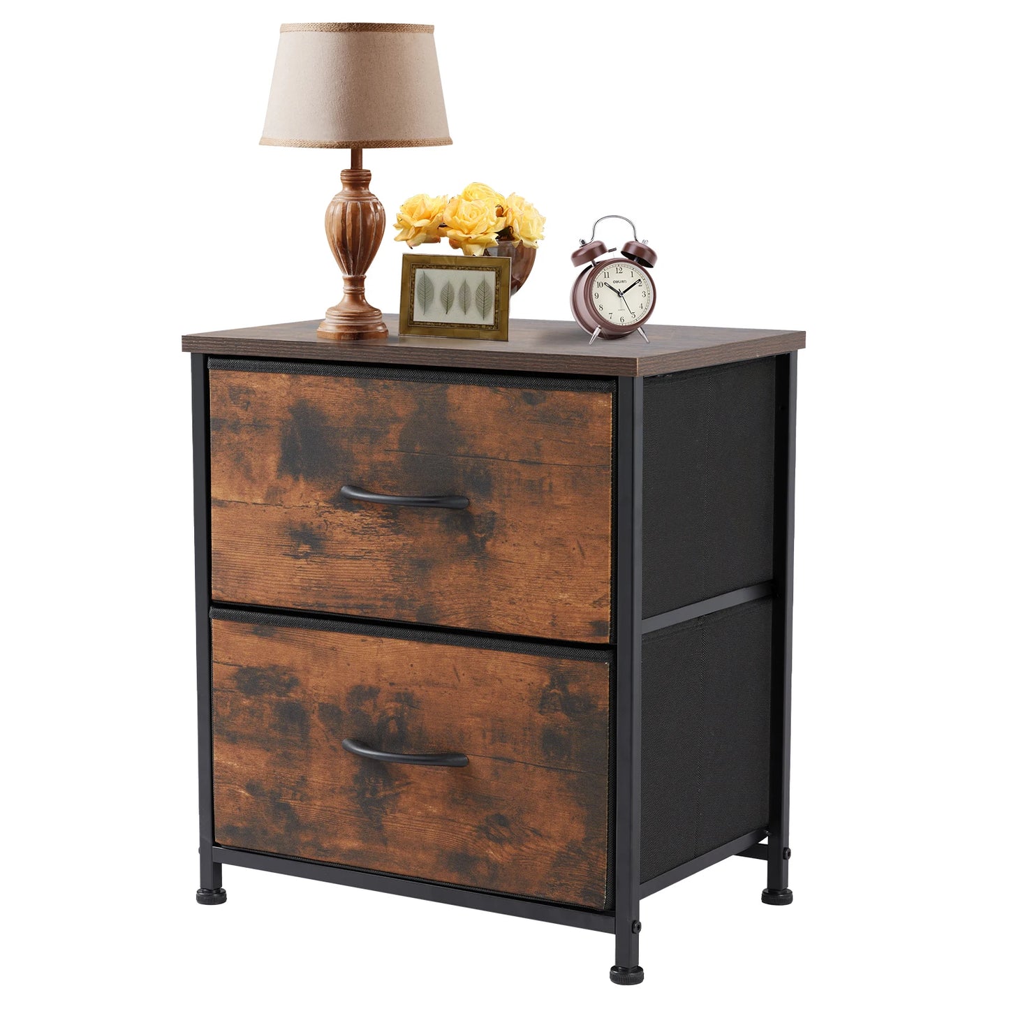 JHK Nightstand Bedside Table With Storage Drawers Furniture