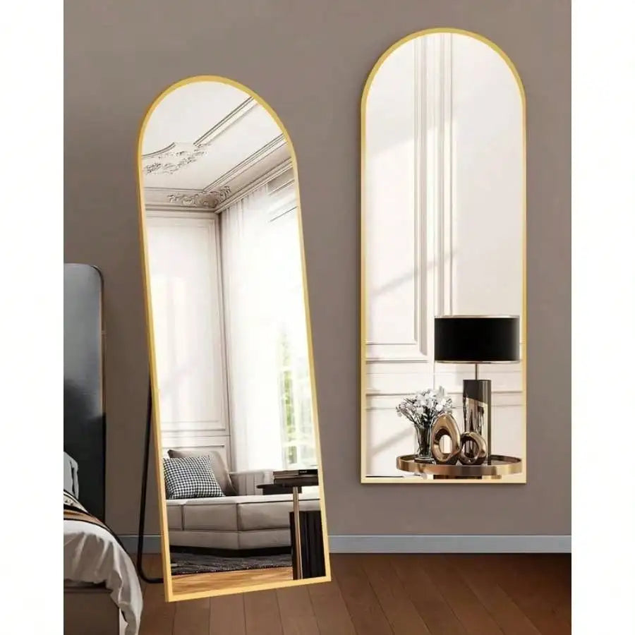 Arched Floor Mirror Wall Mounted Elegant Home Decor Reflection
