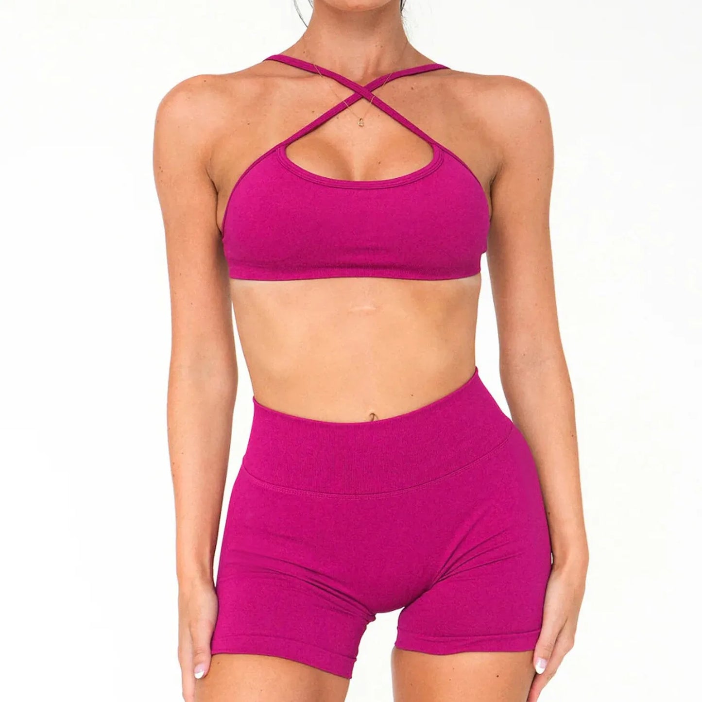 Women's 2-Piece Seamless Yoga Set with Sports Bra and Shorts