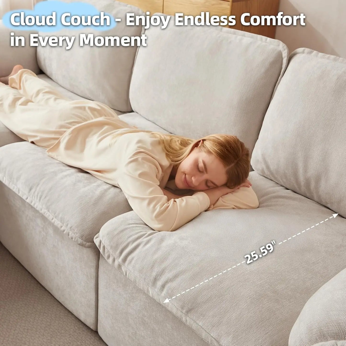 Cloud Couch Sectional Padded Armrests Ottoman
