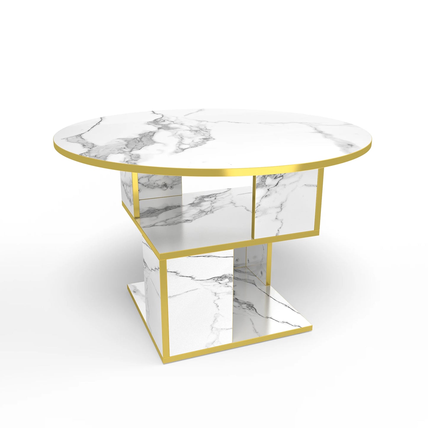 MERRONIX Three Tier Round Coffee Table With Storage