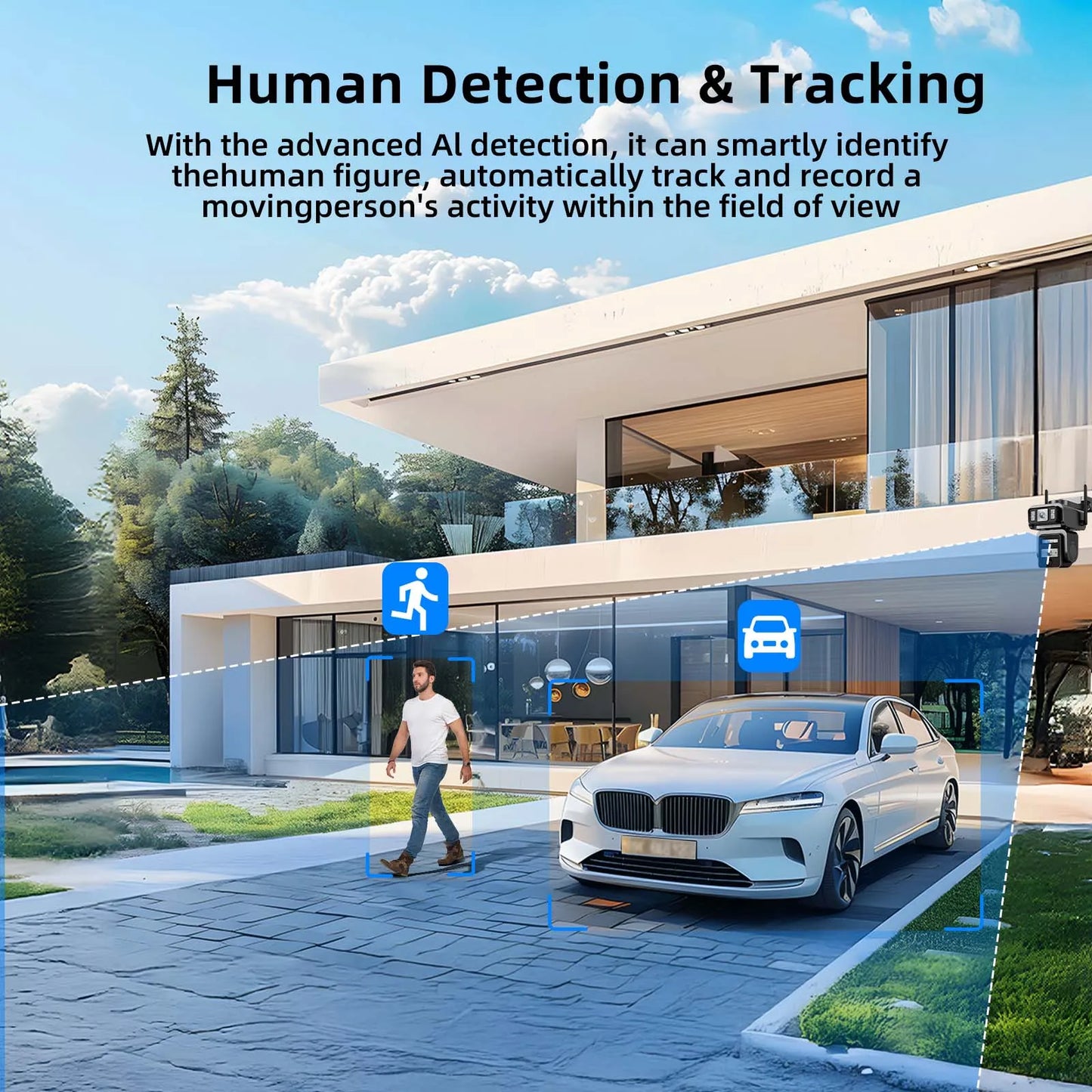 GatoCam Dual Lens Solar WiFi Outdoor Security Surveillance Camera