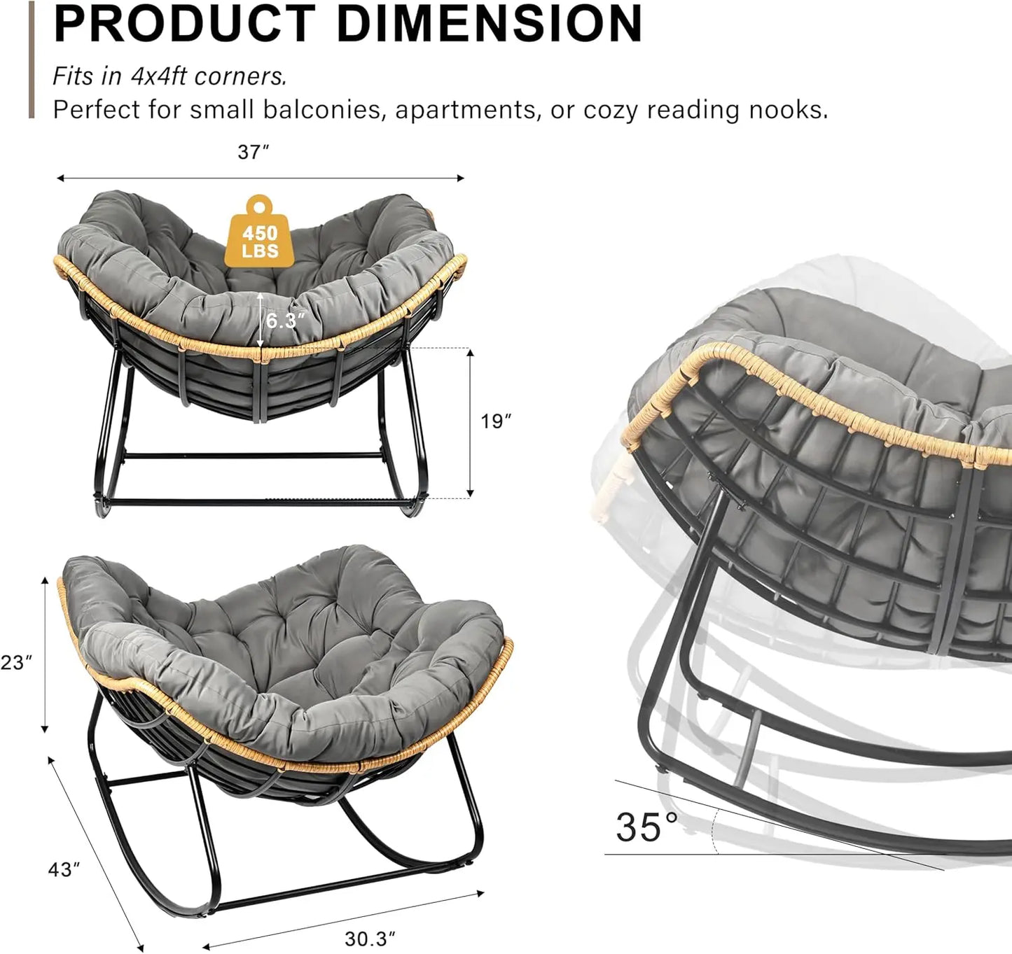 Egg Outdoor Rocking Chair Papasan Lounge Rocker