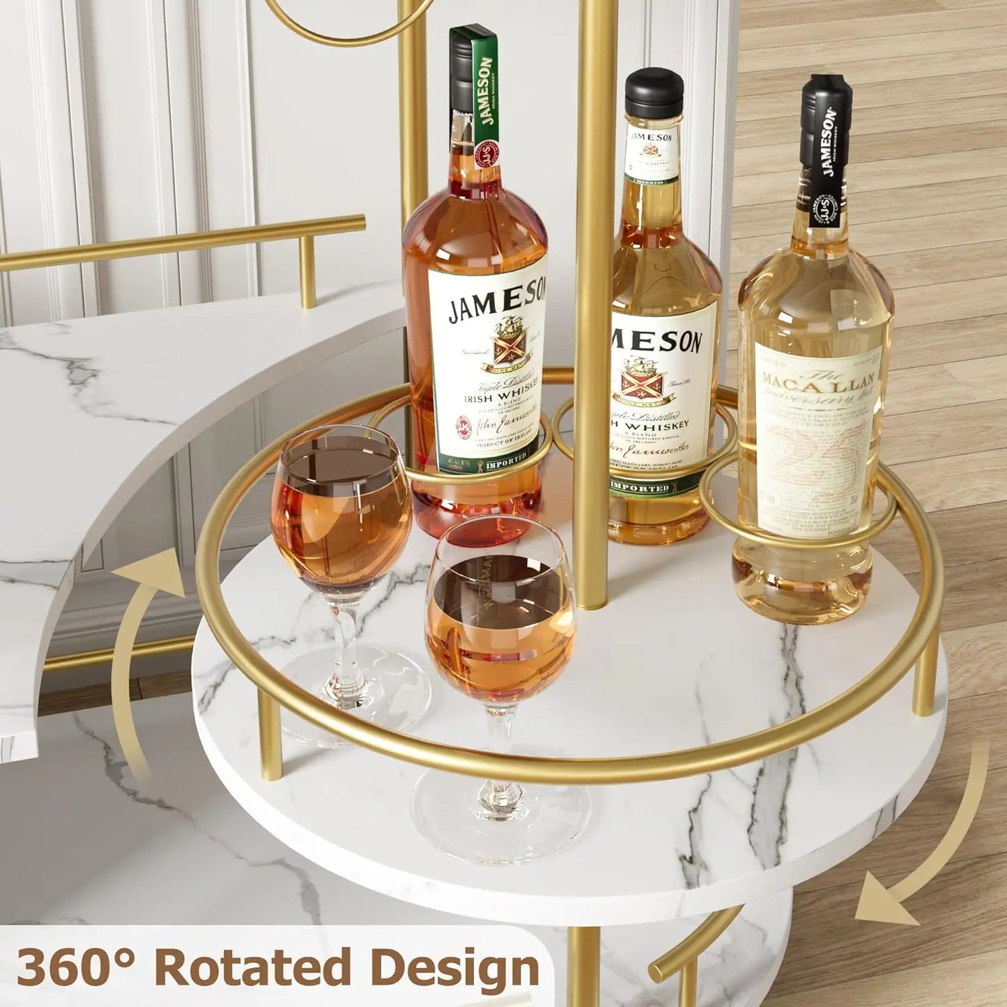 HobbyLane Gold Bar Cart With 4-Tier Storage