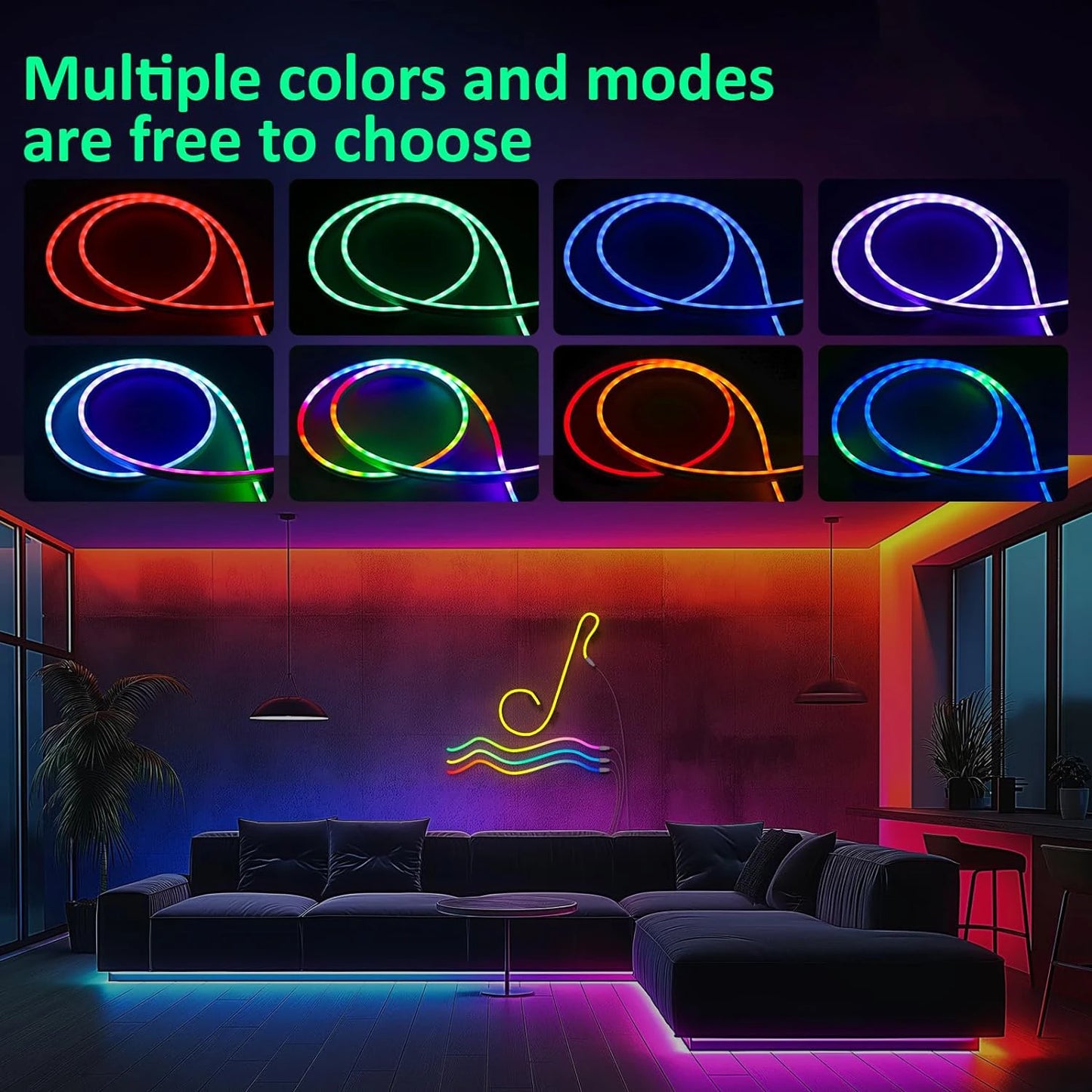 Aiopp Neon LED Rope Lights RGB Strip With Remote And App Control