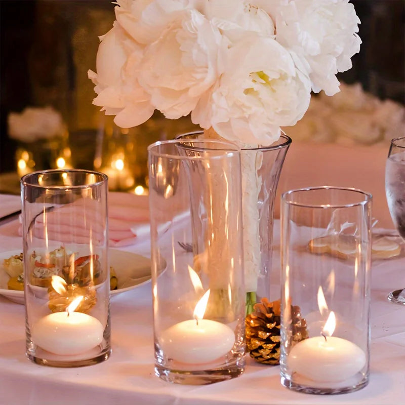 Glass Cylinder Vase Set 12 Piece Clear Floating Candle Holders