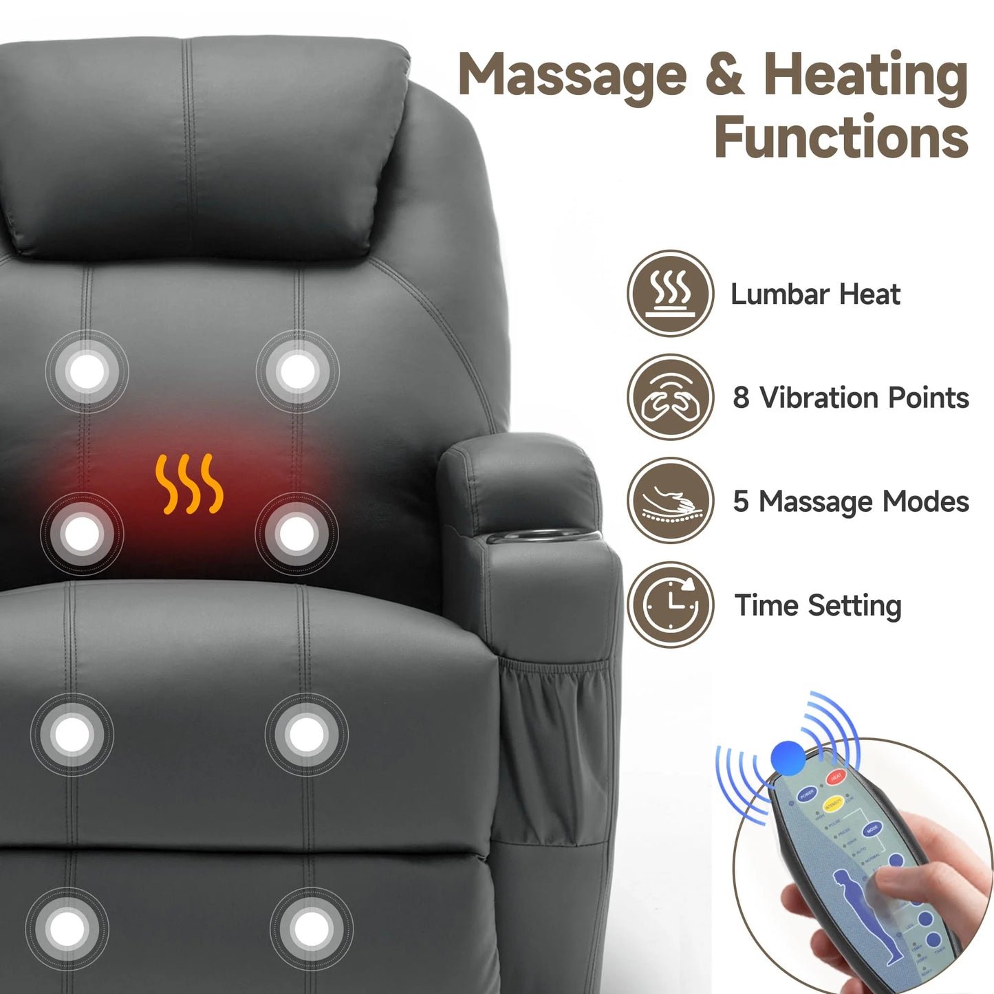 KORSER Massage Recliner Chair With Heat 360 Degree Swivel Remote
