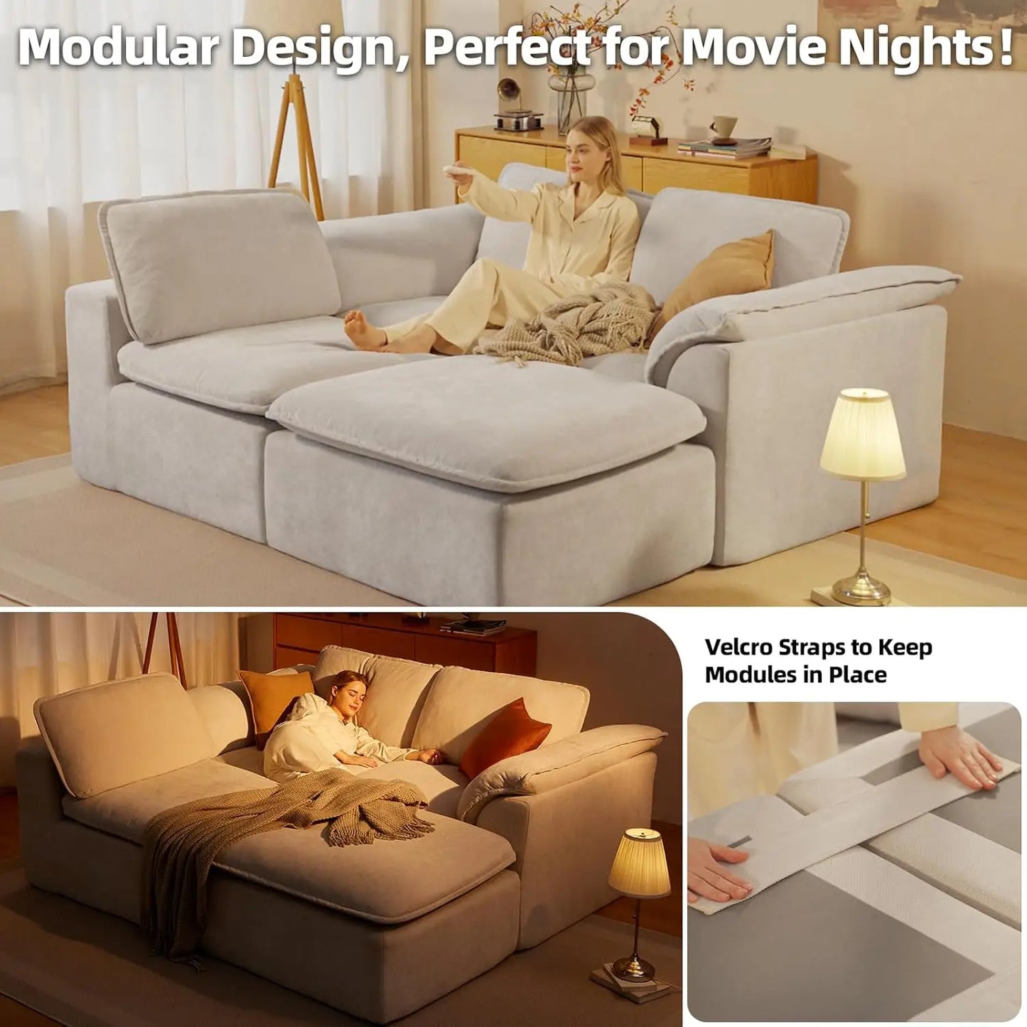 Cloud Couch Sectional Padded Armrests Ottoman