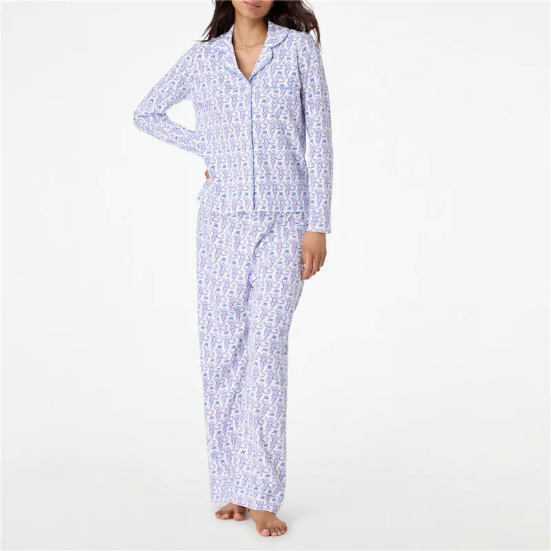 Hirigin Women Two Piece Pajamas Set Loungewear Cartoon Print