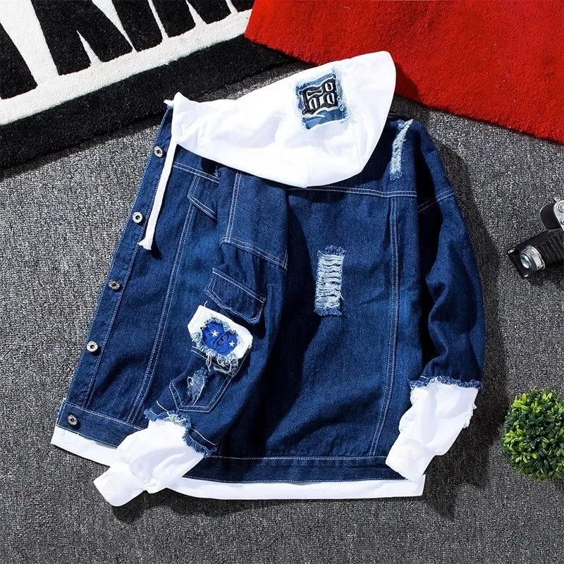 Casual Denim Jacket For Men Trendy Korean Style