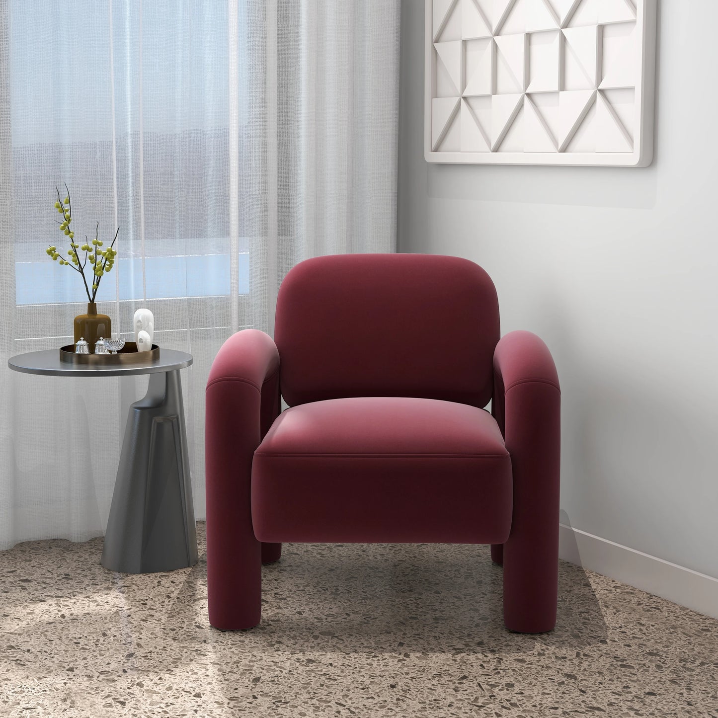Mid-Century Velvet Upholstered Accent Chair for Living Room