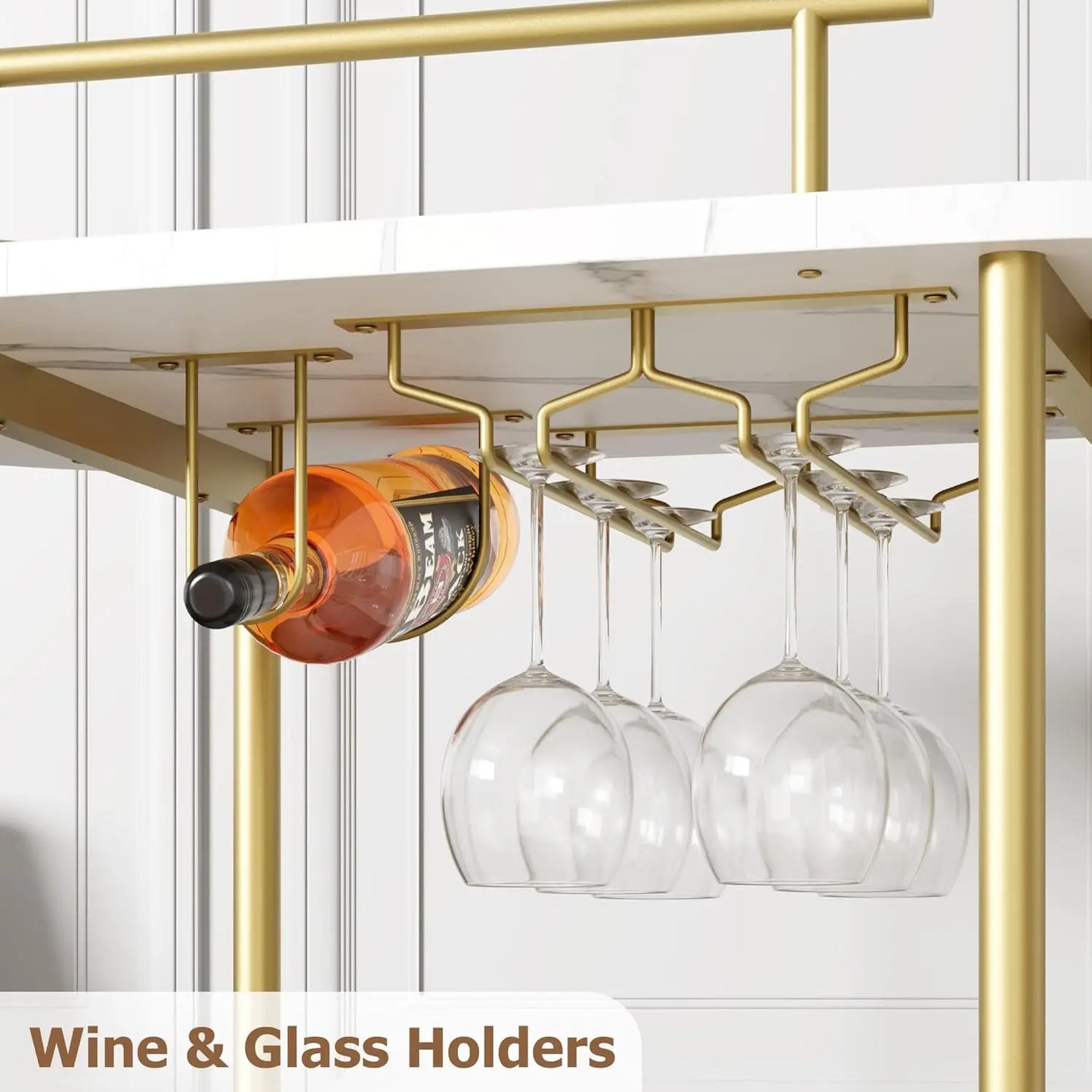 HobbyLane Gold Bar Cart With 4-Tier Storage