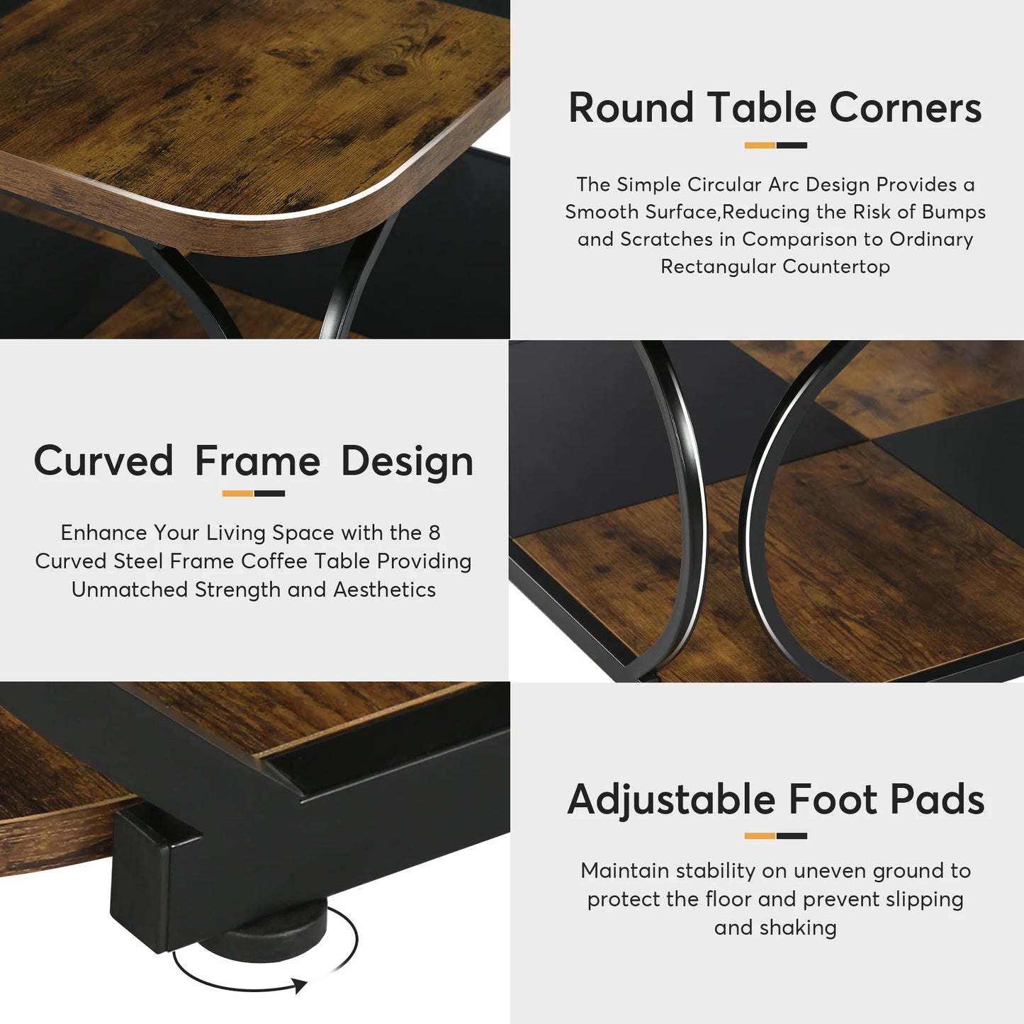 Tribesigns Farmhouse Square Coffee Table With Two Tiers Wood Storage