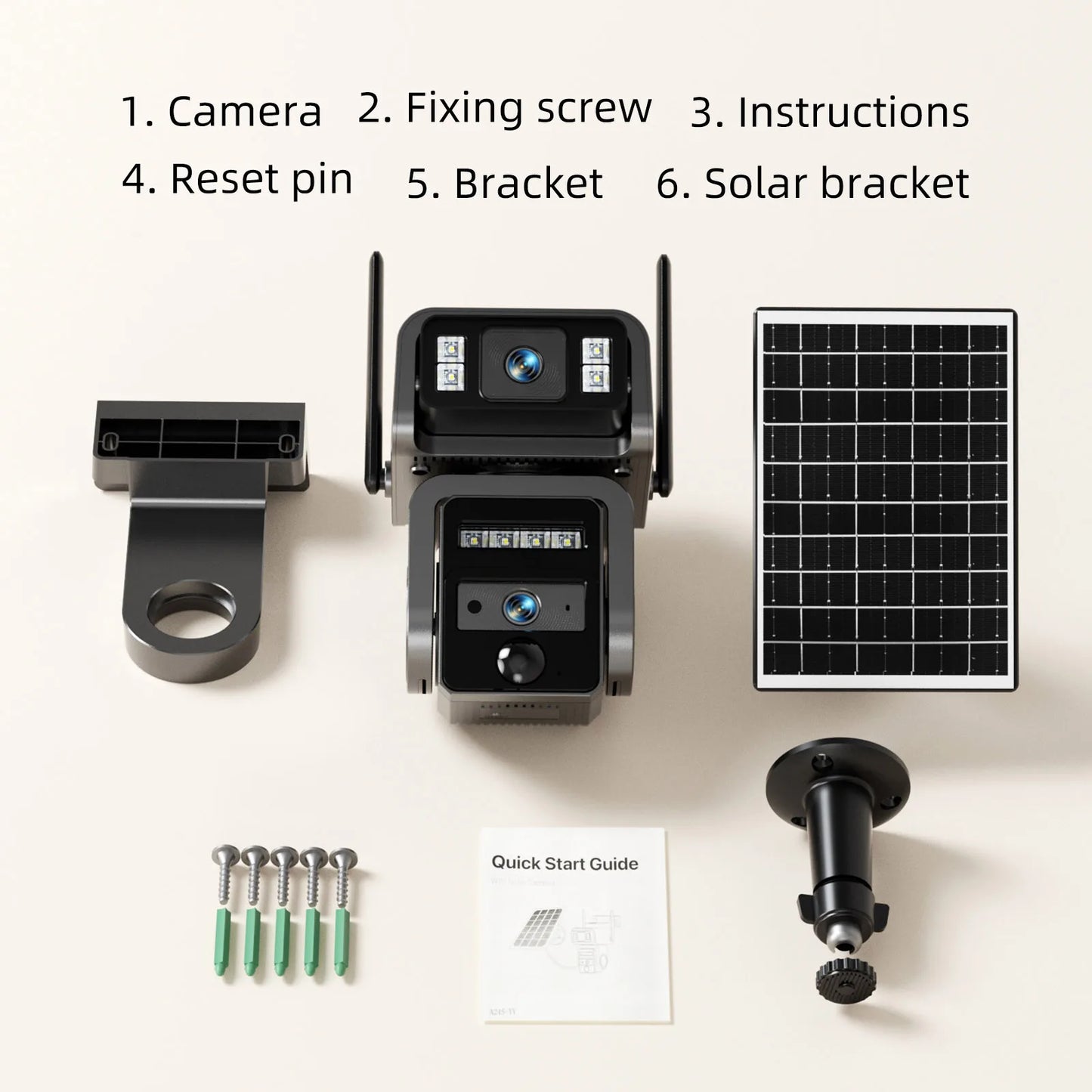 GatoCam Dual Lens Solar WiFi Outdoor Security Surveillance Camera