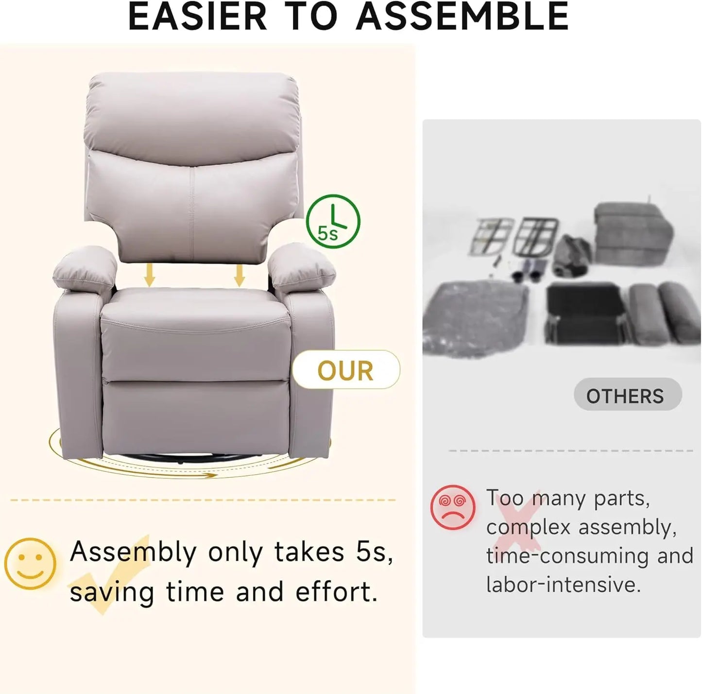 Swivel Rocker Recliner Chair For Adults