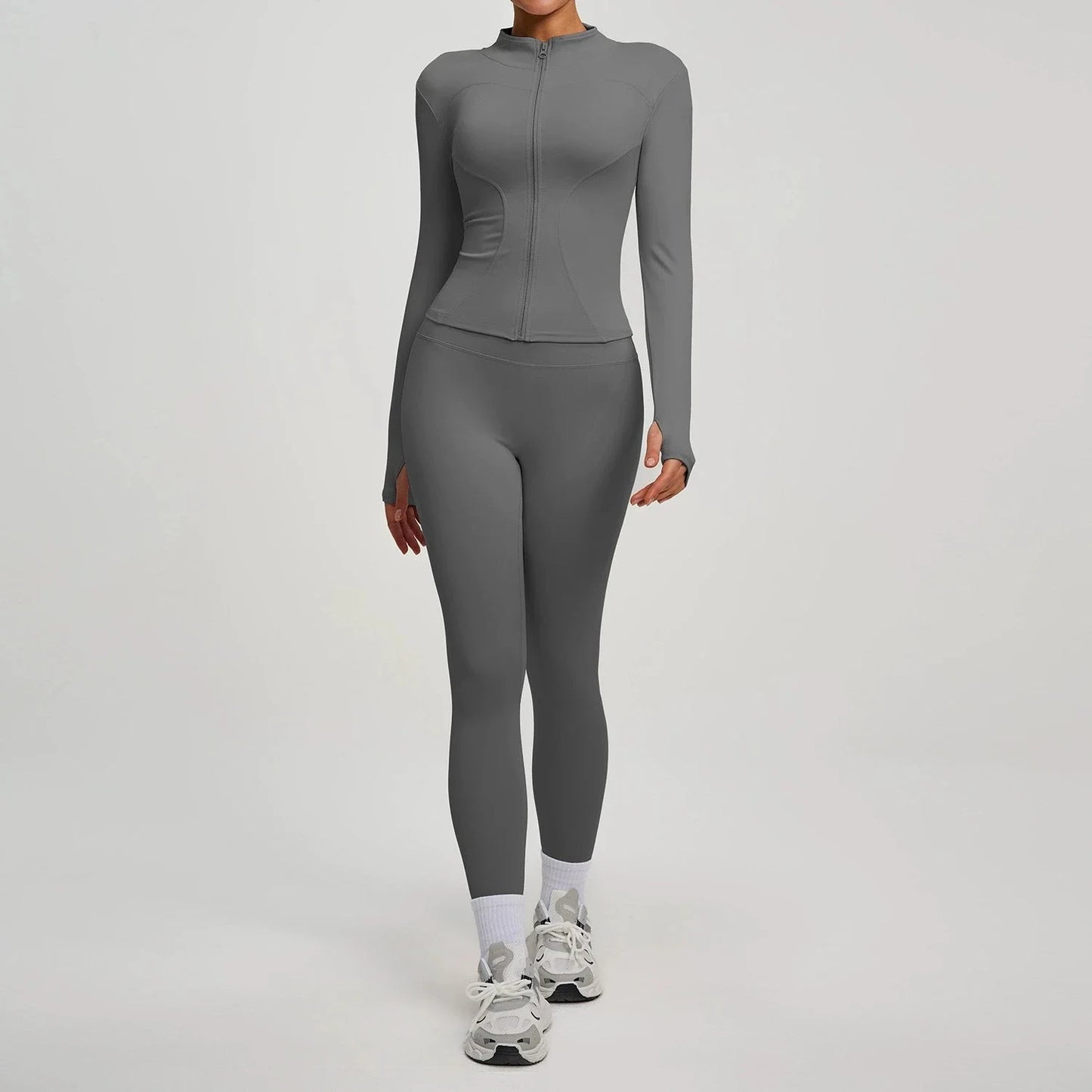 Womens Zip Front Yoga Jacket And Leggings Tracksuit