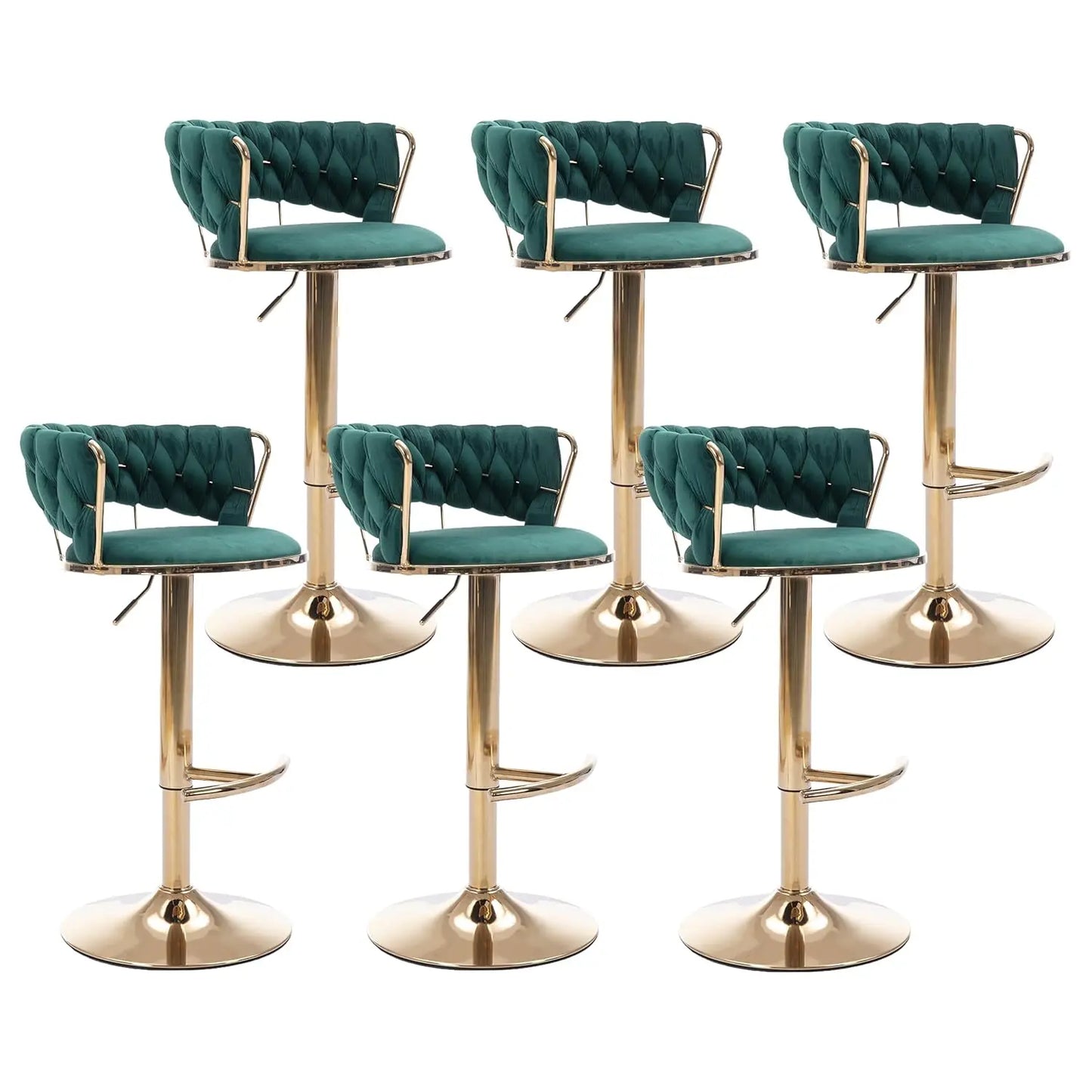 Velvet Bar Stools Set Of 6 Adjustable Swivel