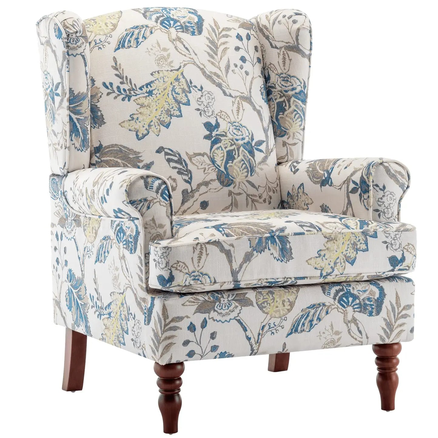 Floral Accent High Back Armchair