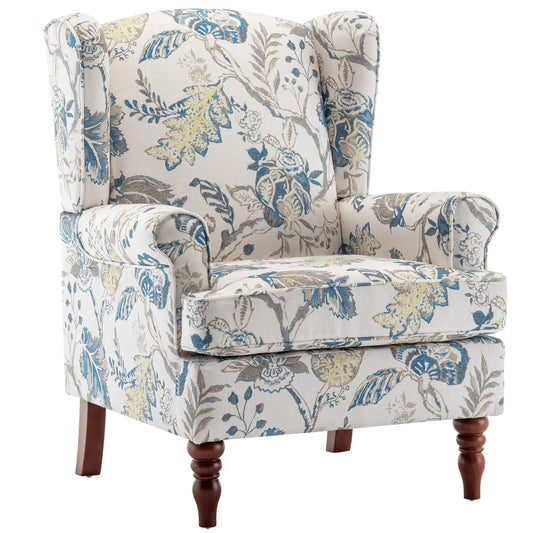 Floral Accent High Back Armchair