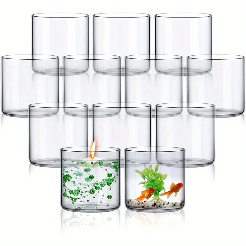 Glass Cylinder Vase Set 12 Piece Clear Floating Candle Holders