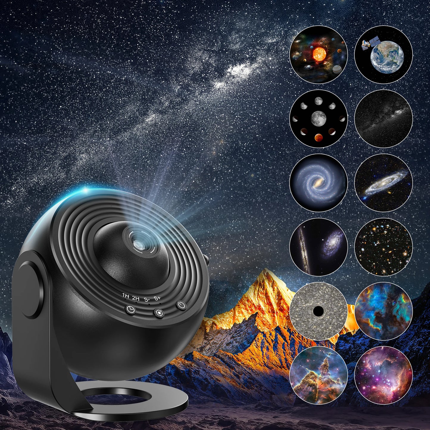 Mexllex 13 In 1 Galaxy Ultral Star Projector LED Night Light With 360 Degree Rotation And Half Hour Timer Bedroom