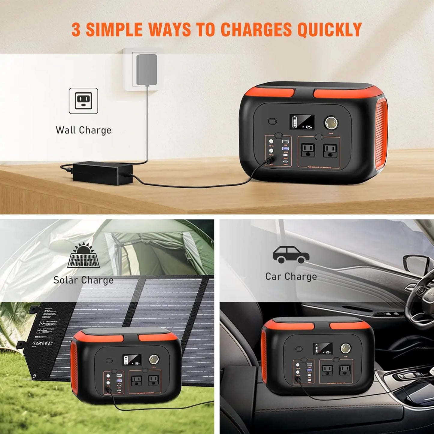 SinKeu 600W Portable Power Station Solar Generator