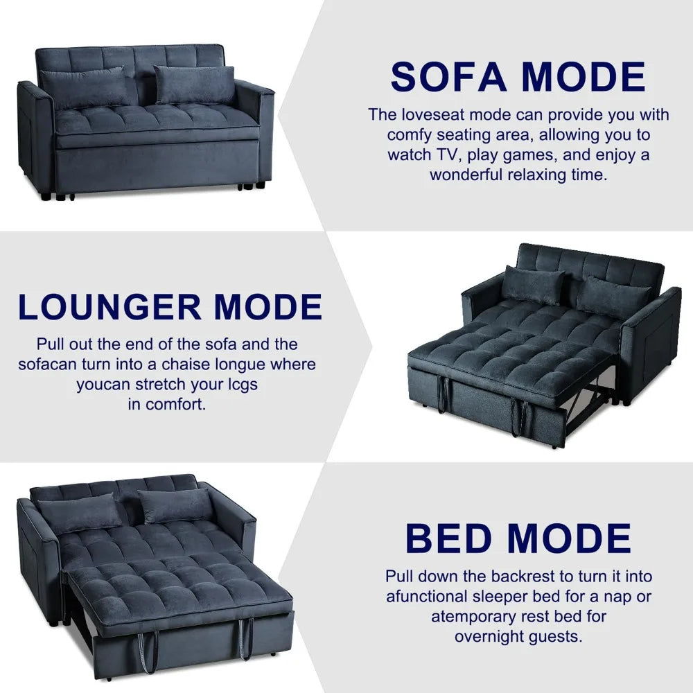 ZHUXIANG 3 In 1 Convertible Sleeper Sofa Bed Velvet Futon Couch Living Room