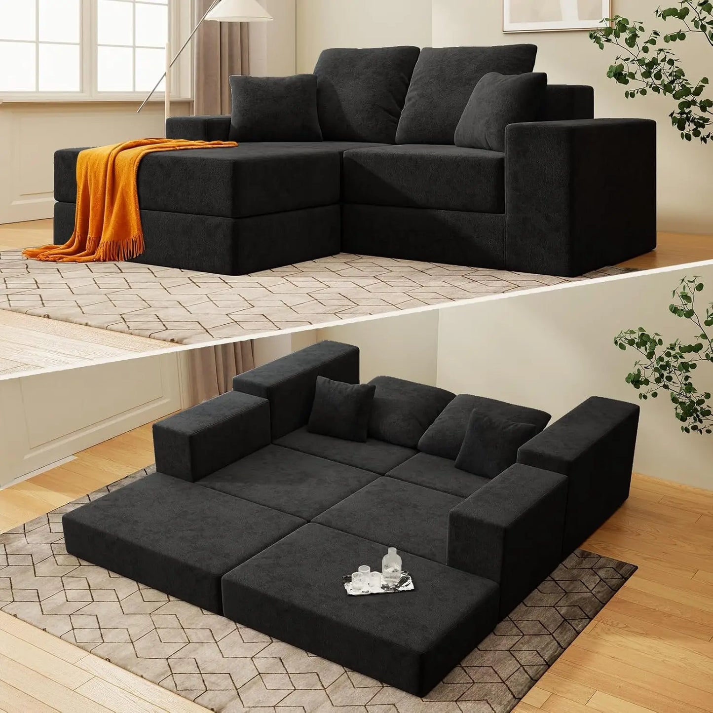 CHENGWEI Cloud Modular Sectional Sofa Modern L Shaped Couch Reversible Chaise
