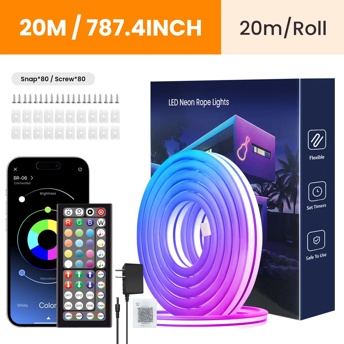 Aiopp Neon LED Rope Lights RGB Strip With Remote And App Control