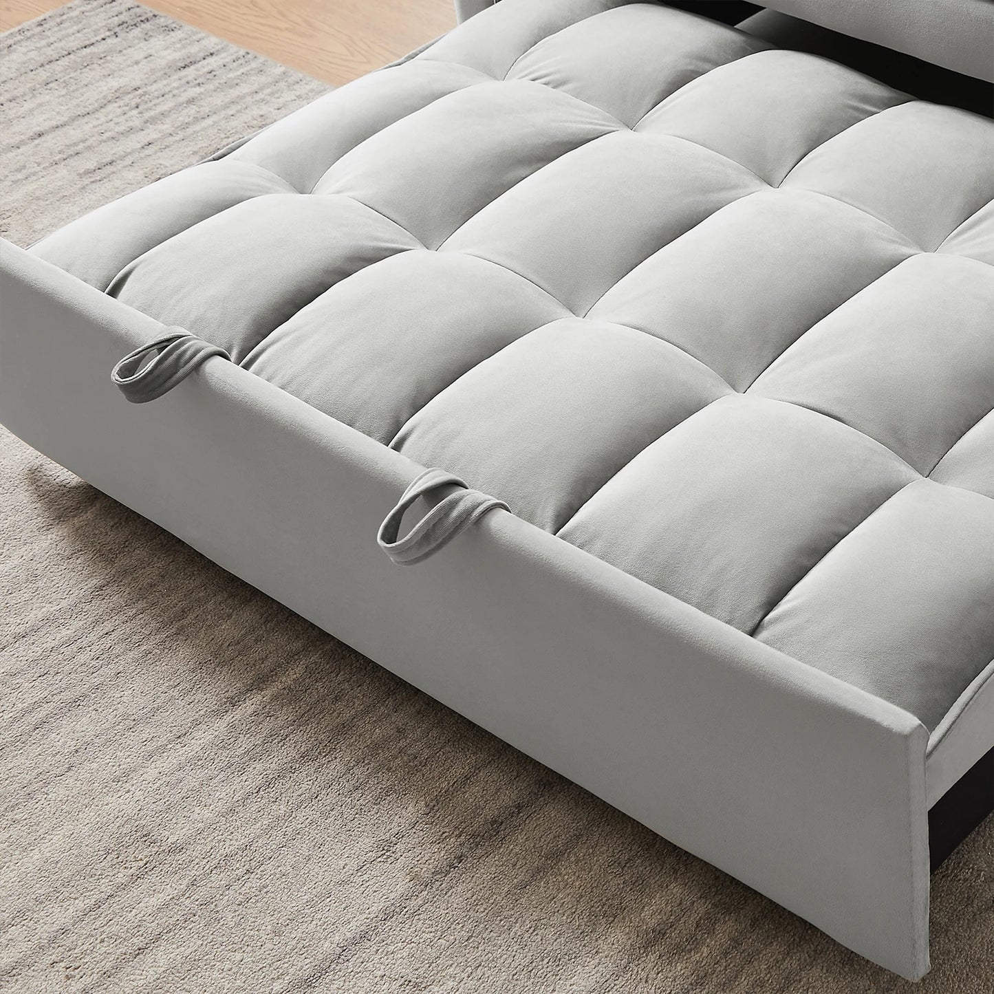 Velvet Convertible Sleeper Sofa Modern Tufted Back Design