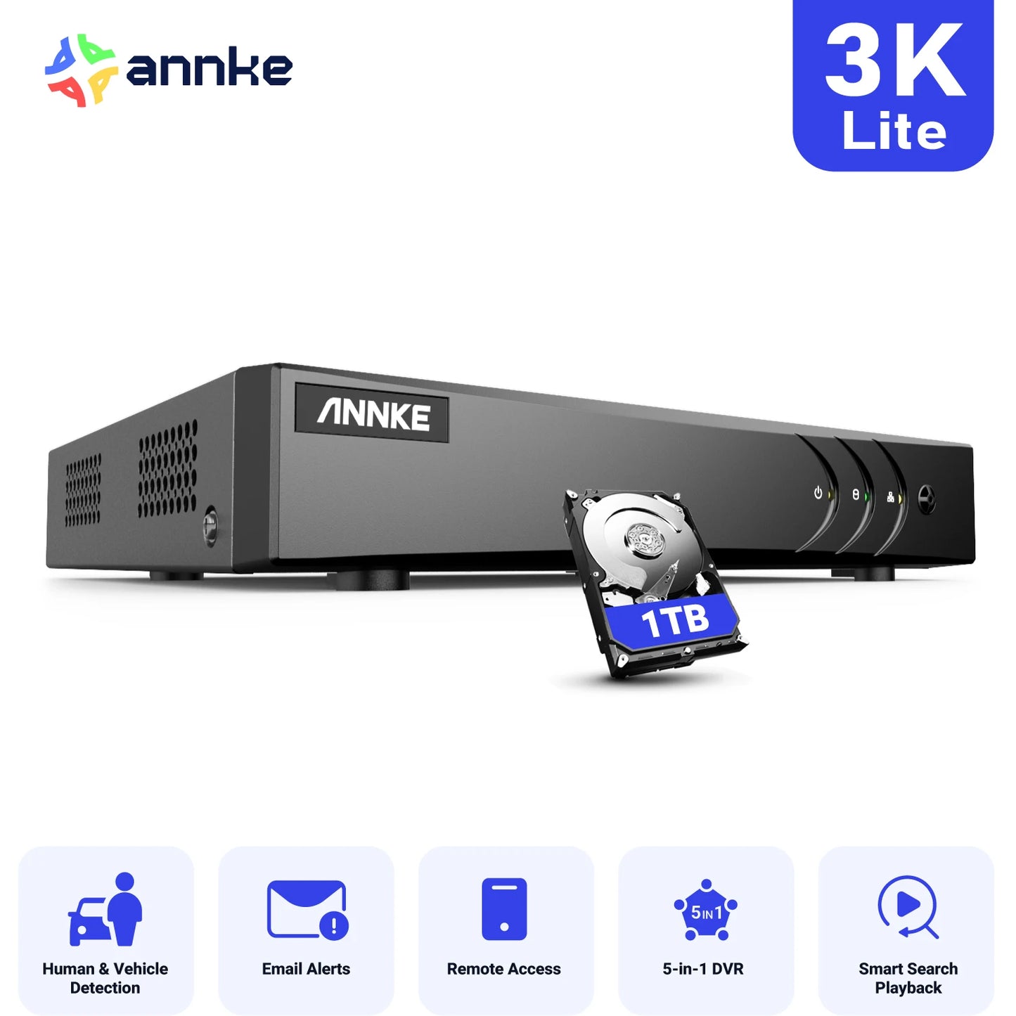 ANNKE 5MP Lite 8 Channel DVR 5IN1 TVI AHD CVI CVBS IP CCTV