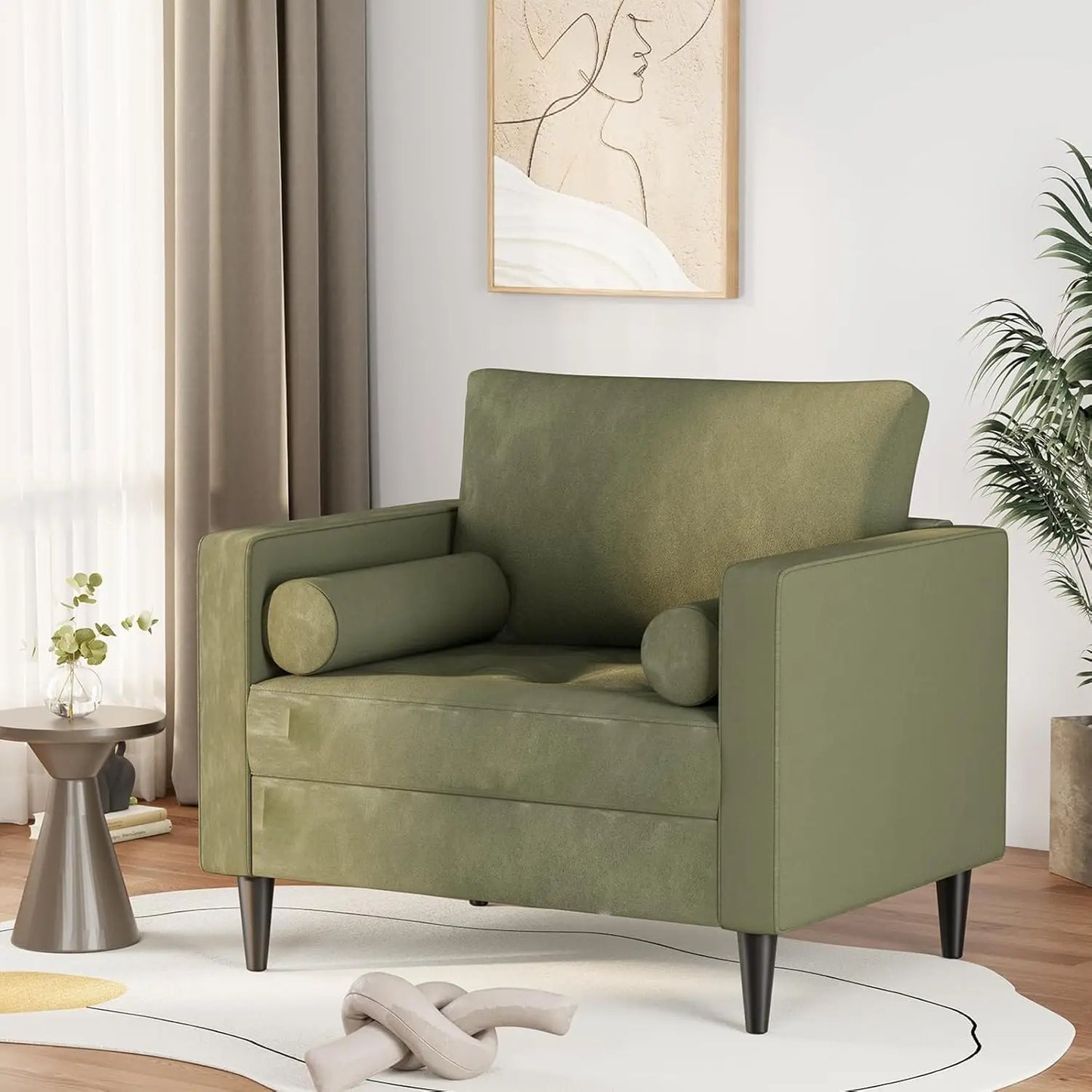 Floral Accent Chair High Back Upholstered Armchair