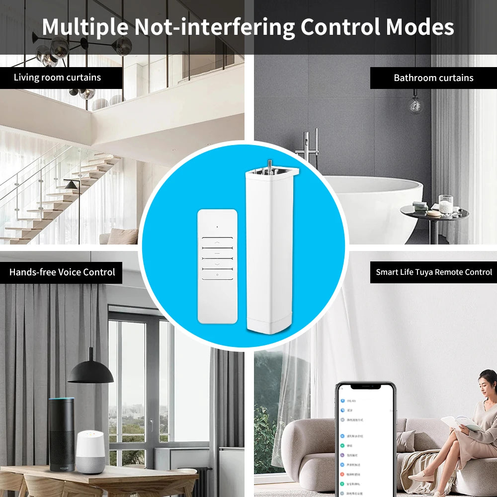 Manhot Tuya WiFi Zigbee Electric Curtain Shutter Motor With RF Remote