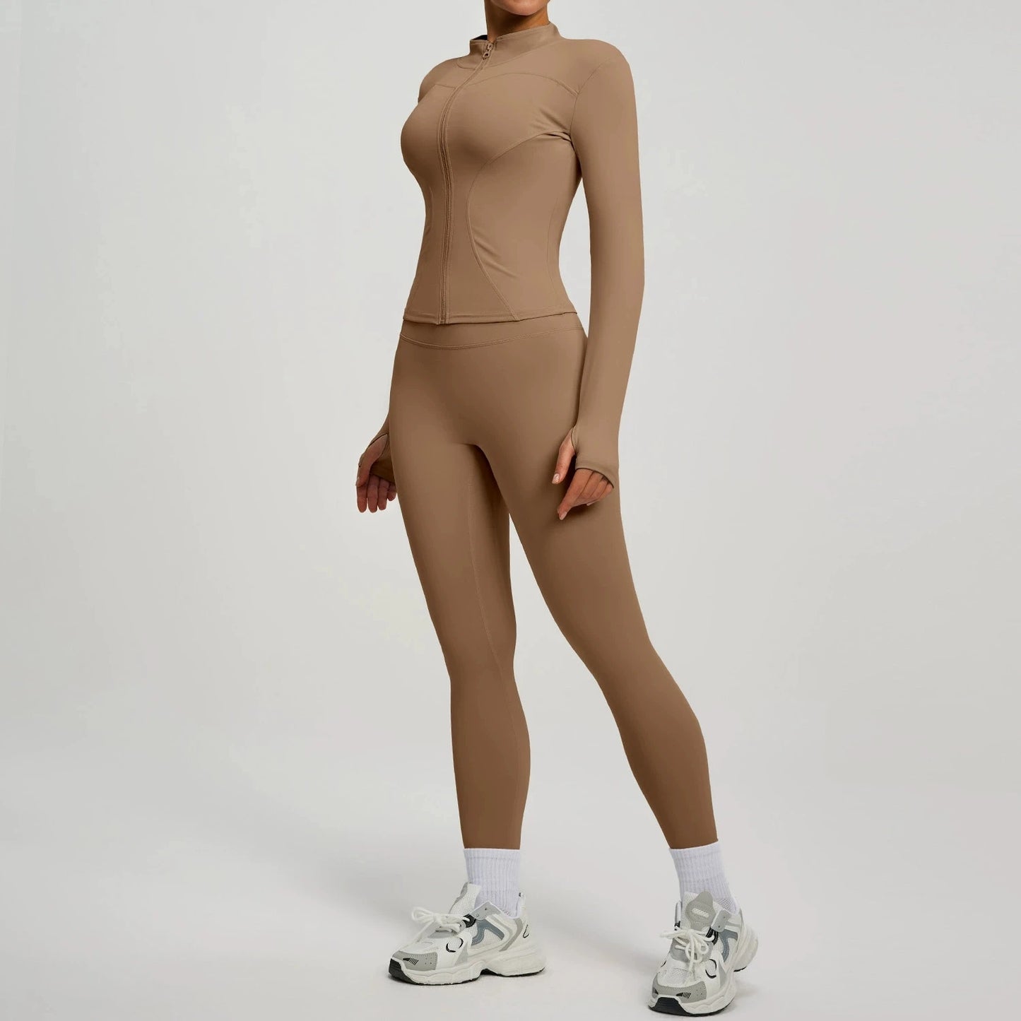 Womens Zip Front Yoga Jacket And Leggings Tracksuit