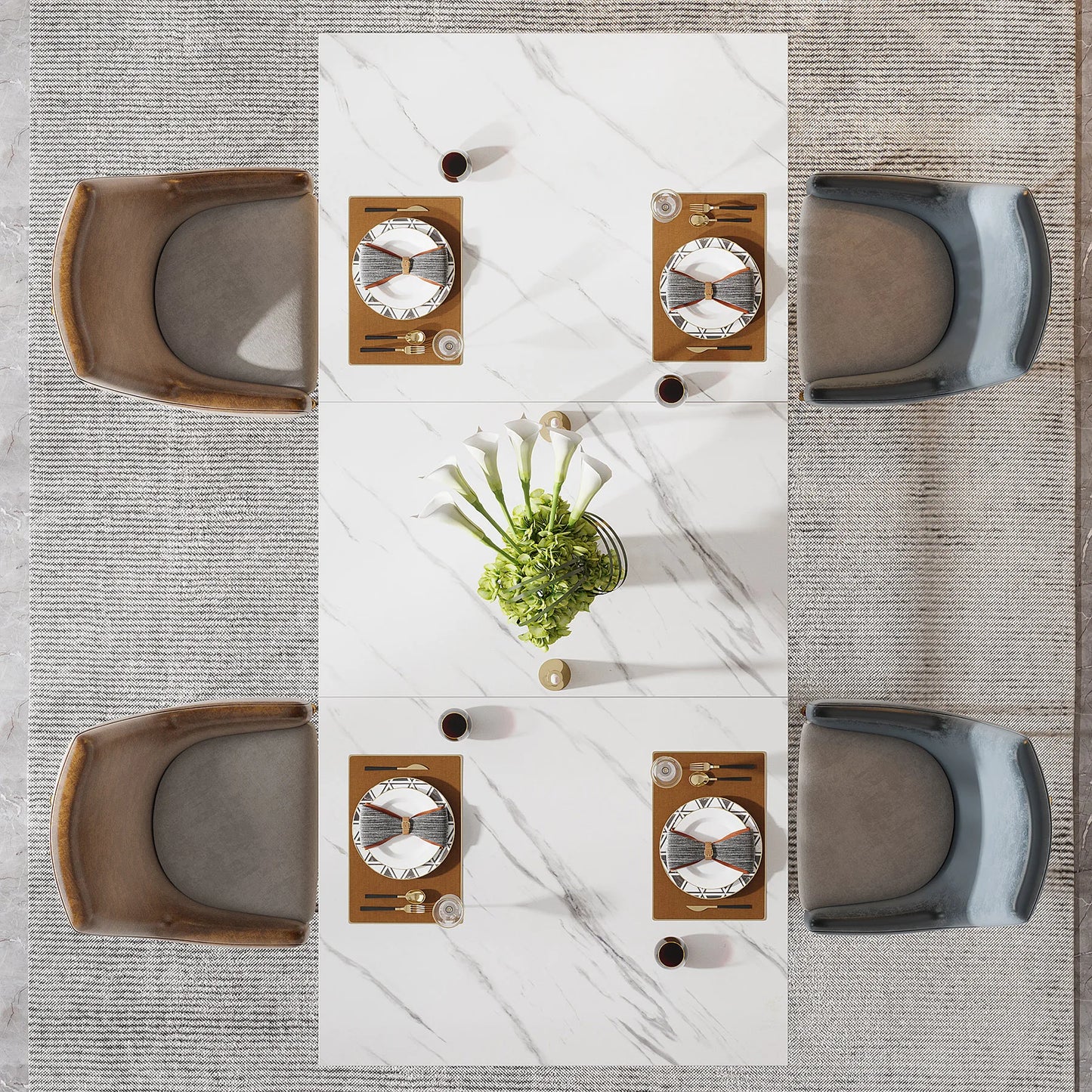 Tribesigns Dining Table With Faux Marble Top