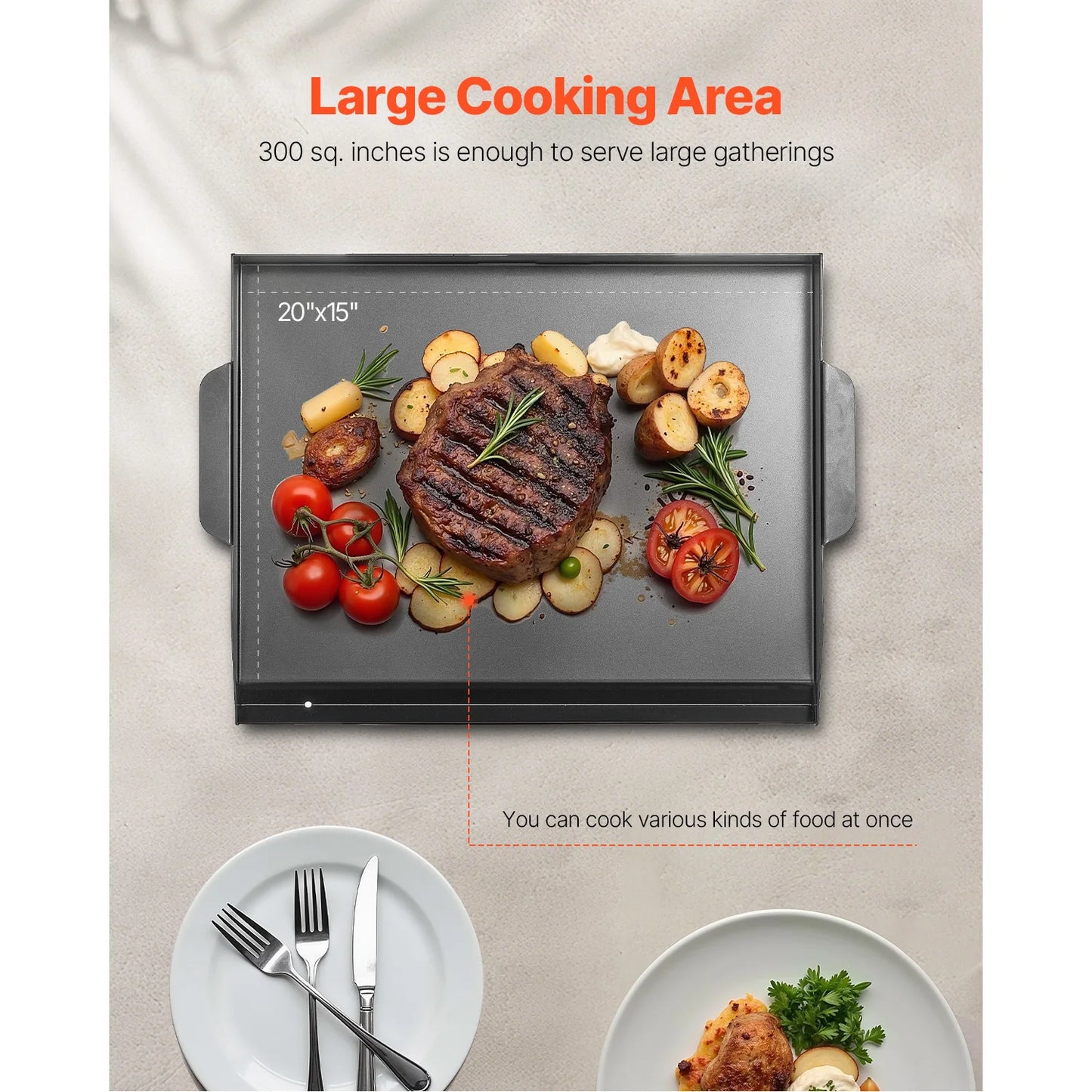 SucceBuy Carbon Steel Griddle Universal Flat Top Rectangular Plate